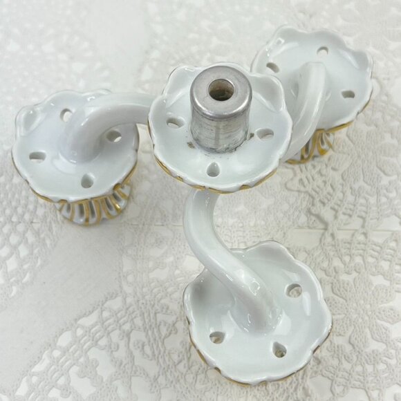 Herend Hungary Chinese Bouquet Porcelain 3-Arm Candelabra  Handpainted Rust - Picture 15 of 16